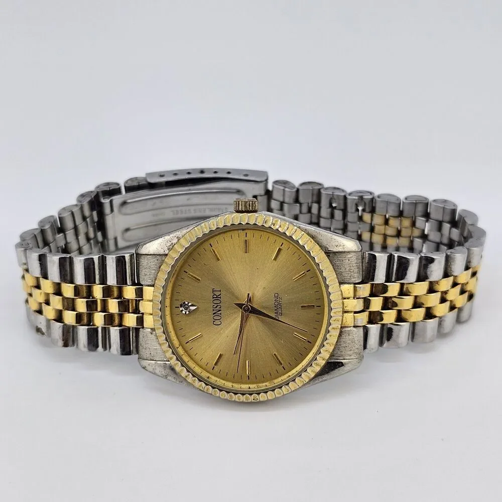 VTG Cosort Men's Watch 36MM‎ Gold Dial Two Tone Band Up to 8